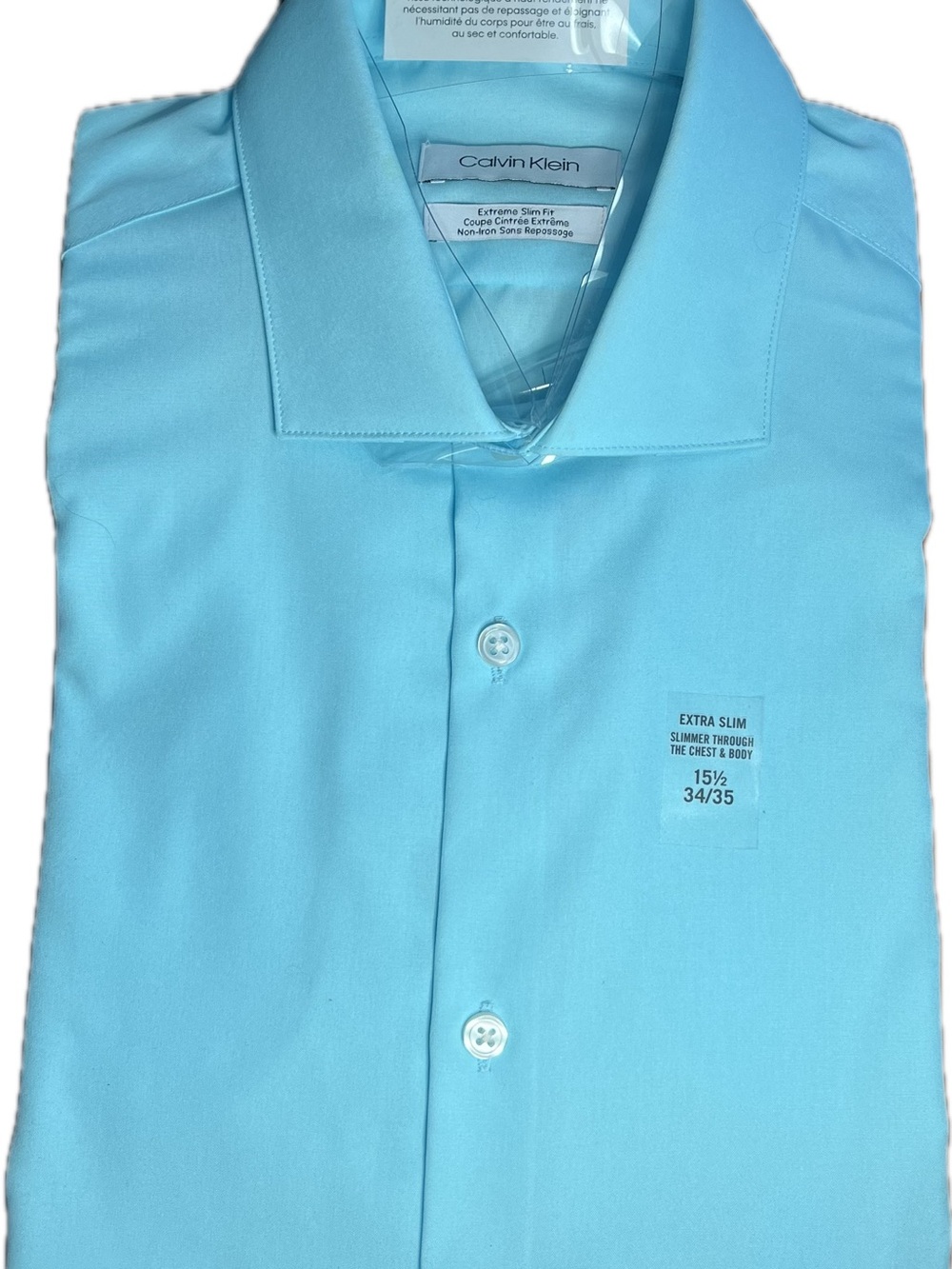 Calvin Klein Extra Slim Aqua Blue Dress Shirt